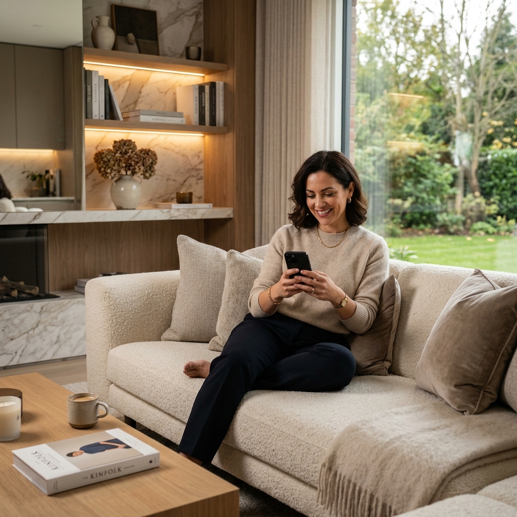 Propriétaire sereine gérant son bien